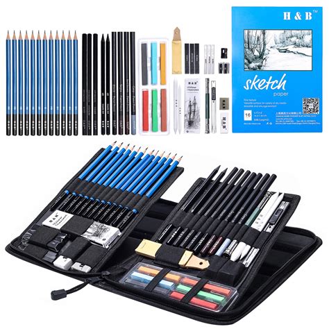 Sketch Pad and Pencil Set 48-Pieces,Drawing Sketching Pencils Set with ...