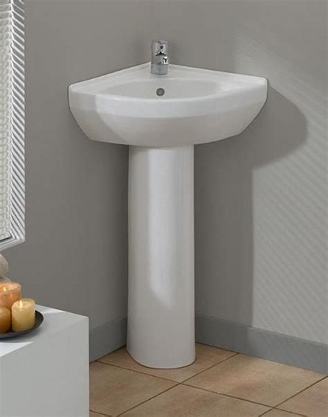 Small Corner Pedestal Bathroom Sink - Artcomcrea