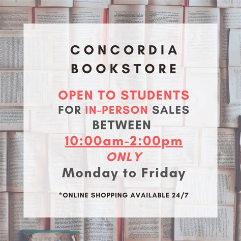 BOOKSTORE HOURS - Concordia University of Edmonton