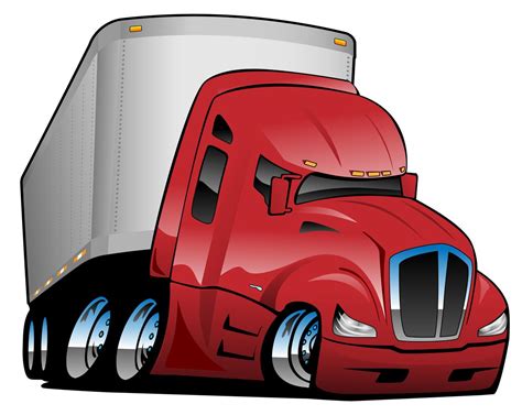 Semi Truck With Trailer Cartoon Vector Illustration Vector Art | The ...