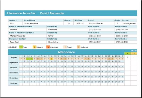 Student Attendance Record & Report Spreadsheet | Word & Excel Templates