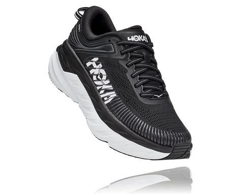 Hoka Womens Bondi 7- Black/White- WIDE Width | Cleary's Shoes & Boots