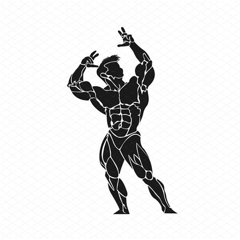 bodybuilder posing, icon, vector | Healthcare Illustrations ~ Creative ...