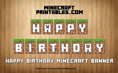 Birthday Banner - Printable Minecraft Happy Birthday Banner