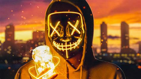 Neon Mask Guy With Light Cube, HD Artist, 4k Wallpapers, Images ...