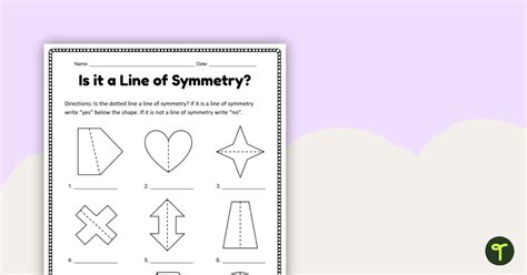 Is It a Line of Symmetry? Worksheets | Teach Starter