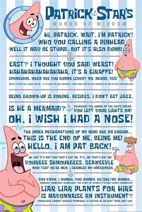 SPONGEBOB SQUAREPANTS – patrick quotes Poster | Sold at Abposters.com