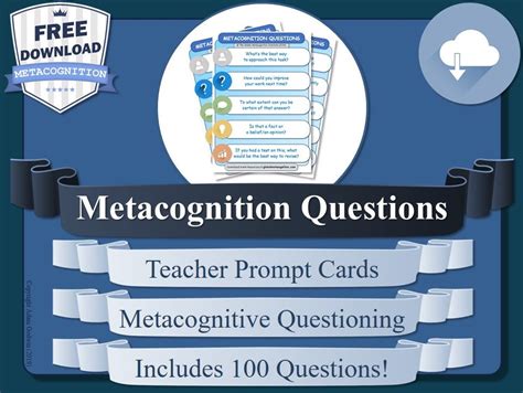 Metacognition Teacher's Prompt Cards (Free Metacognitive Tool ...