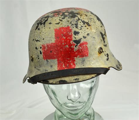 Original World War 2 German Waffen SS Medic M42 Helmet - Sally Antiques