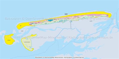 Juist Inselkarte mit Gebäuden Vektorkarte - grebemaps® Kartographie