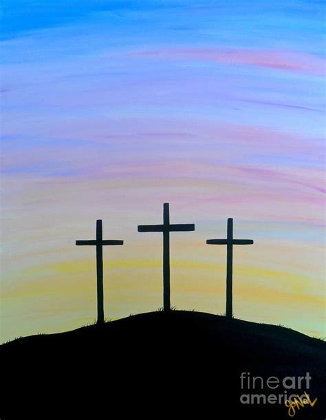 The Three Crosses Painting by JoNeL Art - Pixels