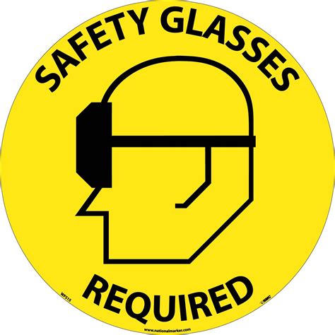 NMC WFS15 Walk On Floor Sign with Graphic, "SAFETY GLASSES ...