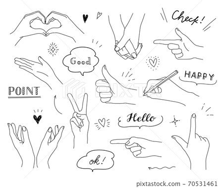 Set of hand-drawn illustrations of hands and... - Stock Illustration ...