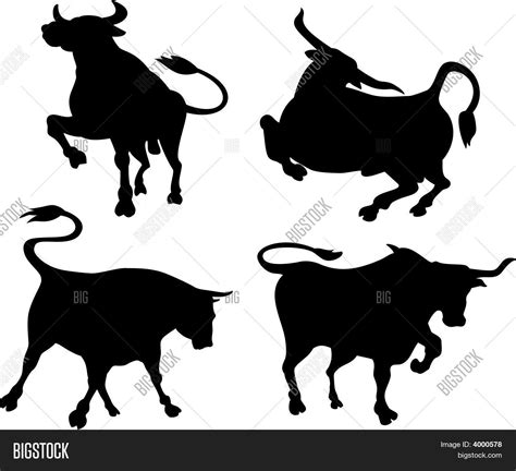 Raging Texas Longhorn Bull Silhouettes Stock Vector & Stock Photos ...