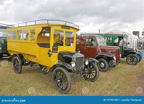 Vintage Yellow Bus on Display Editorial Stock Photo - Image of public ...