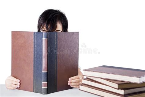 Unknown Little Girl Reading a Book on Studio Stock Image - Image of ...