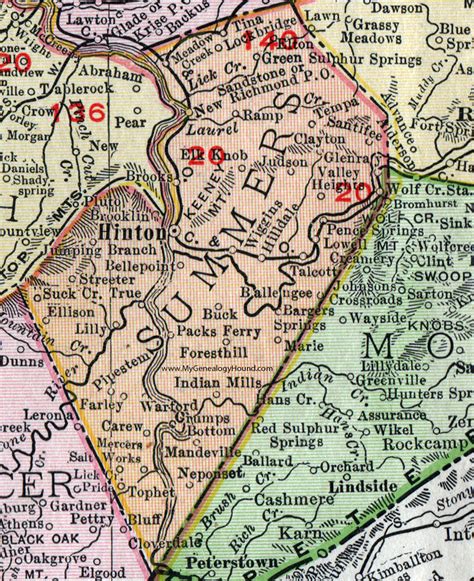 Summers County, West Virginia 1911 Map by Rand McNally, Hinton, Talcott ...