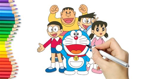 How to draw Doraemon and his Friends | Draw Nobita, Shizuka, Suneo ...