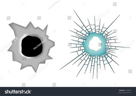 Bullet Holes Glass Metal Full Editable Stock Vector (Royalty Free ...