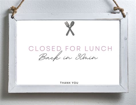 Closed for Lunch Door Sign - Etsy