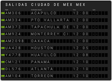 Aeropuerto Ciudad de México Benito Juárez Salidas & [MEX] Horario de ...