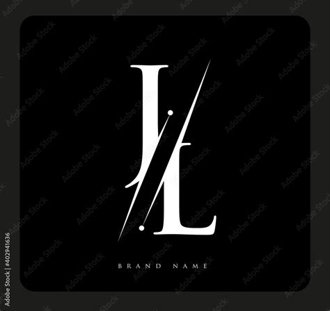 initial logo letter JL for company name black and white color and slash ...