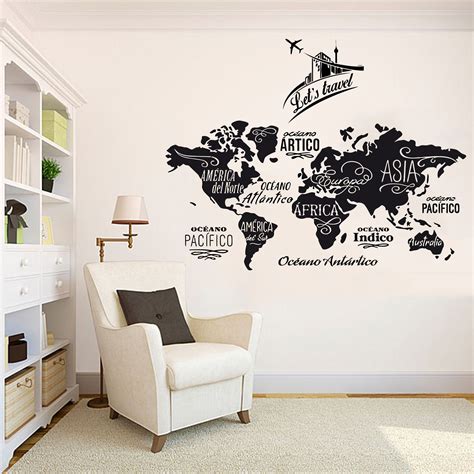 World Map Decor World Map Wall Art Home Decor World Map Wall Decal ...