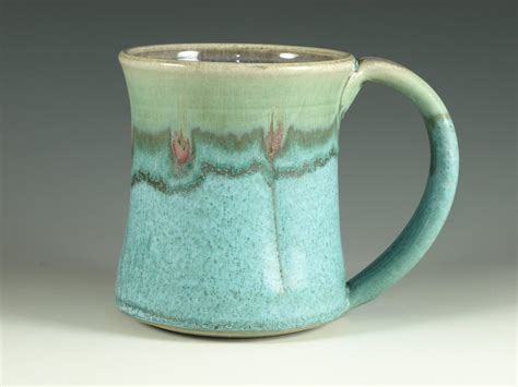 Large Coffee Mug large Handle turquoise by Hodakapottery on Etsy