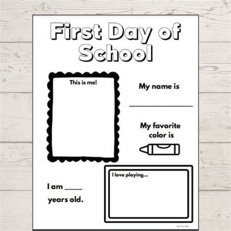 First Day Of School Printable Worksheet