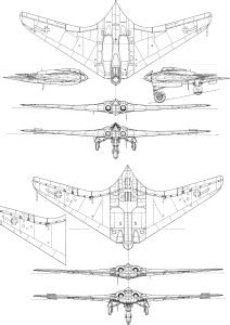 Horten ho-229A Blueprint - Download free blueprint for 3D modeling