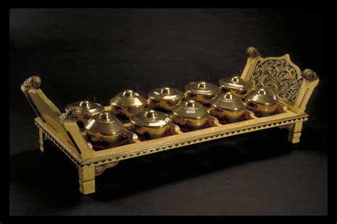 Gamelan gongs with stand