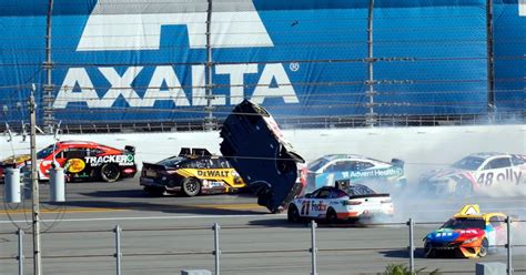 Daytona 500 crash: Harrison Burton flips, Denny Hamlin crashes out ...