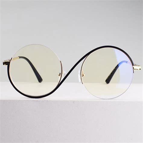 Creative Half-frame Glasses - Metal - Resin - Blue Light Resistant ...