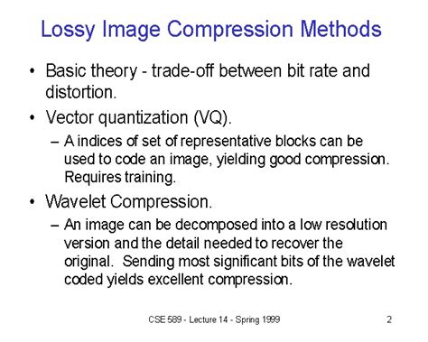 Lossy Image Compression Methods