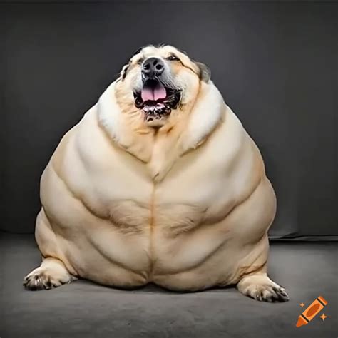 Very fat extremely morbidly obese large breed dog with big fat full ...