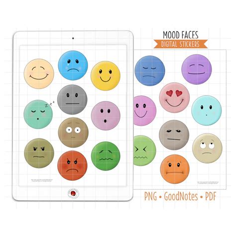 Mood Faces, Emotions Digital Planner Stickers, Goodnotes Stickers, Pre ...