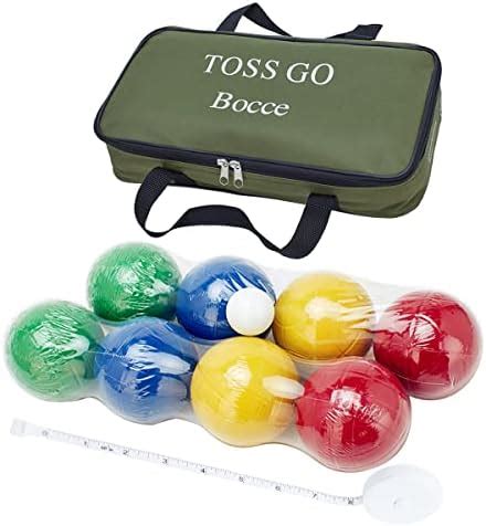 90mm Bocce Set with Carry Bag, Batchi Ball Set Includes 8 All Weather ...