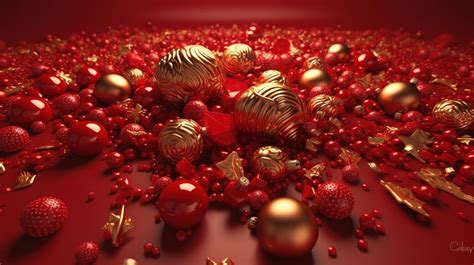 Red Ornaments Background With Gold And Balls Backgrounds | JPG Free ...