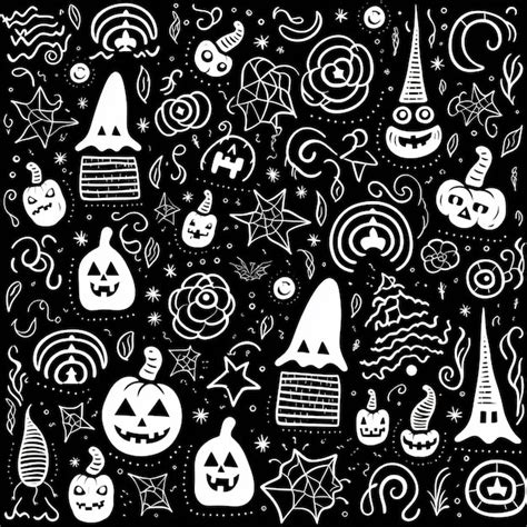 Premium AI Image | a black and white halloween themed wallpaper with a ...