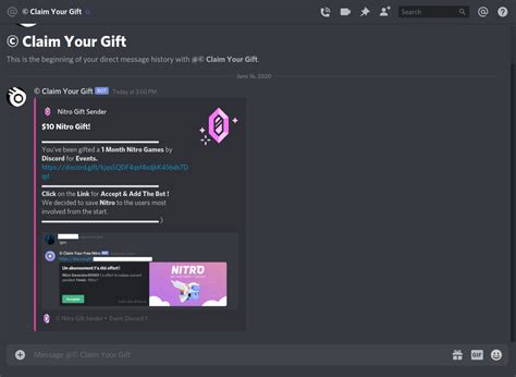 "Claim your nitro" bot scam – Discord