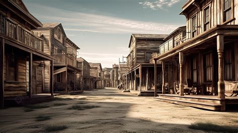 Real Photo Of An Old Western Town Background, 3d Illustration Rendering ...