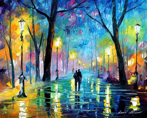 Fog In The Park - Palette Knife Oil Painting On Canvas By Leonid ...