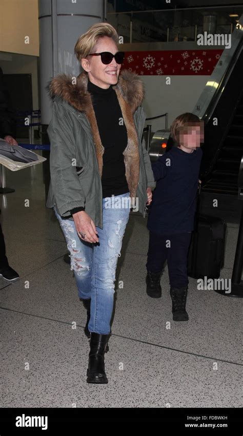 Sharon Stone and her son Quinn arrive at Los Angeles International ...