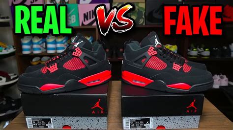 Real vs. Fake Jordan 4 Red Thunder (Crimson) These Are Almost Identical ...