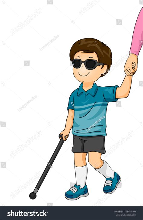 Illustration Blind Kid Boy Using White Stock Vector (Royalty Free ...