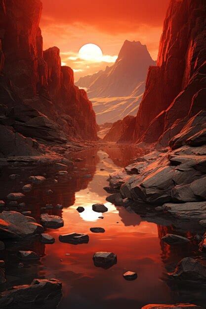 Premium AI Image | A river between rocky mountains