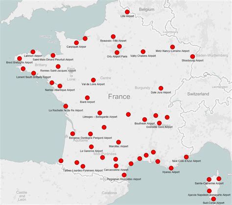 France airport map - Map of France airport (Western Europe - Europe)