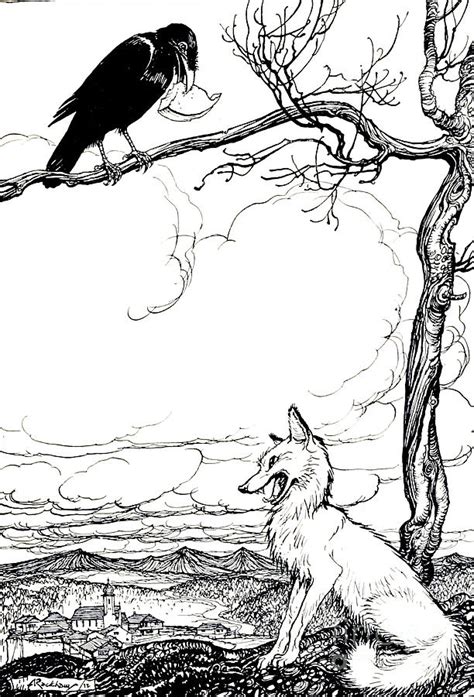 The Fox and the Crow p3 Drawing by Historic illustrations