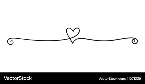 Heart line divider love symbol continuous one Vector Image