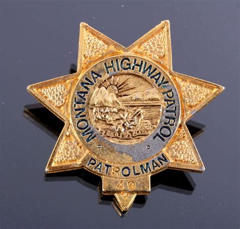 Sold Price: Montana Highway Patrol Trooper Badge - September 6, 0117 10 ...